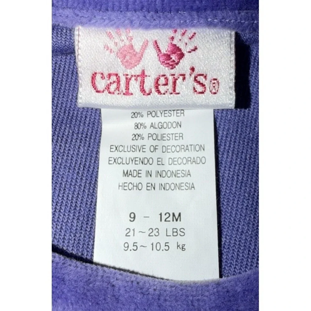 Carter's‎ Vintage Baby Girls Purple Velour Romper 9-12 Months Embroidered Lamb